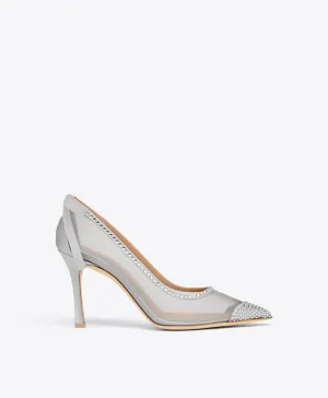 Liberty 90 Silver Embellished  Mesh Pumps