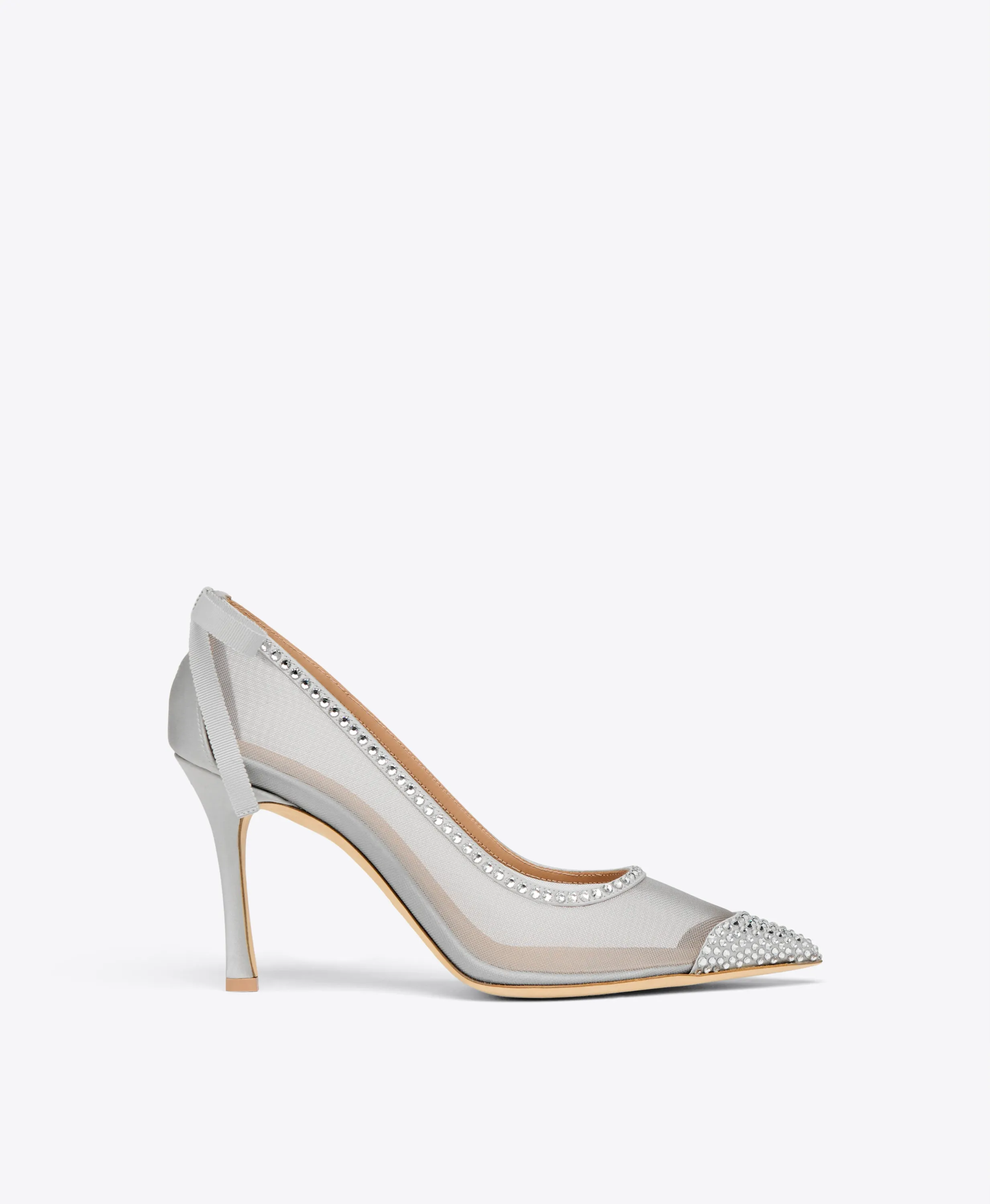 Liberty 90 Silver Embellished  Mesh Pumps