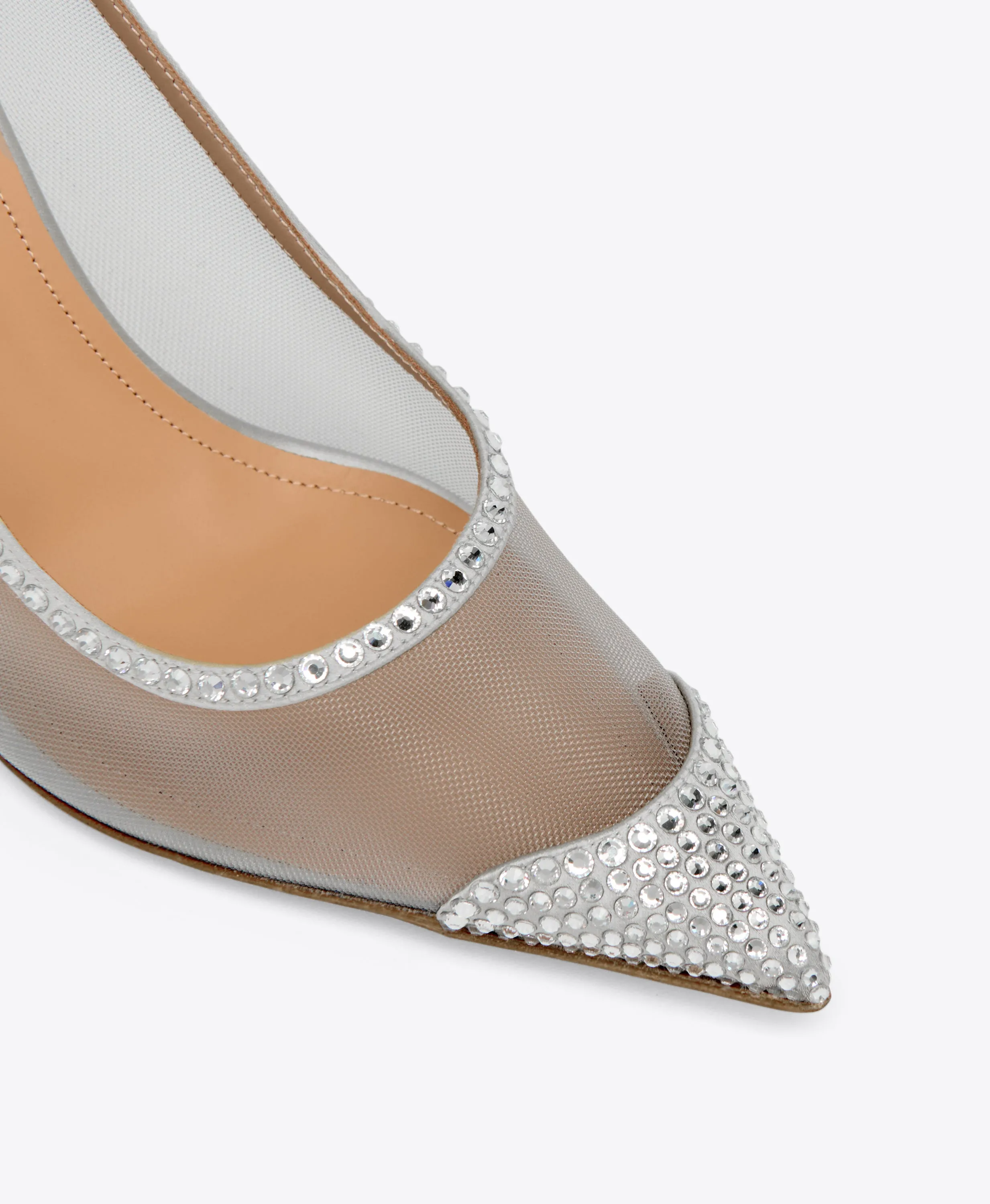 Liberty 90 Silver Embellished  Mesh Pumps