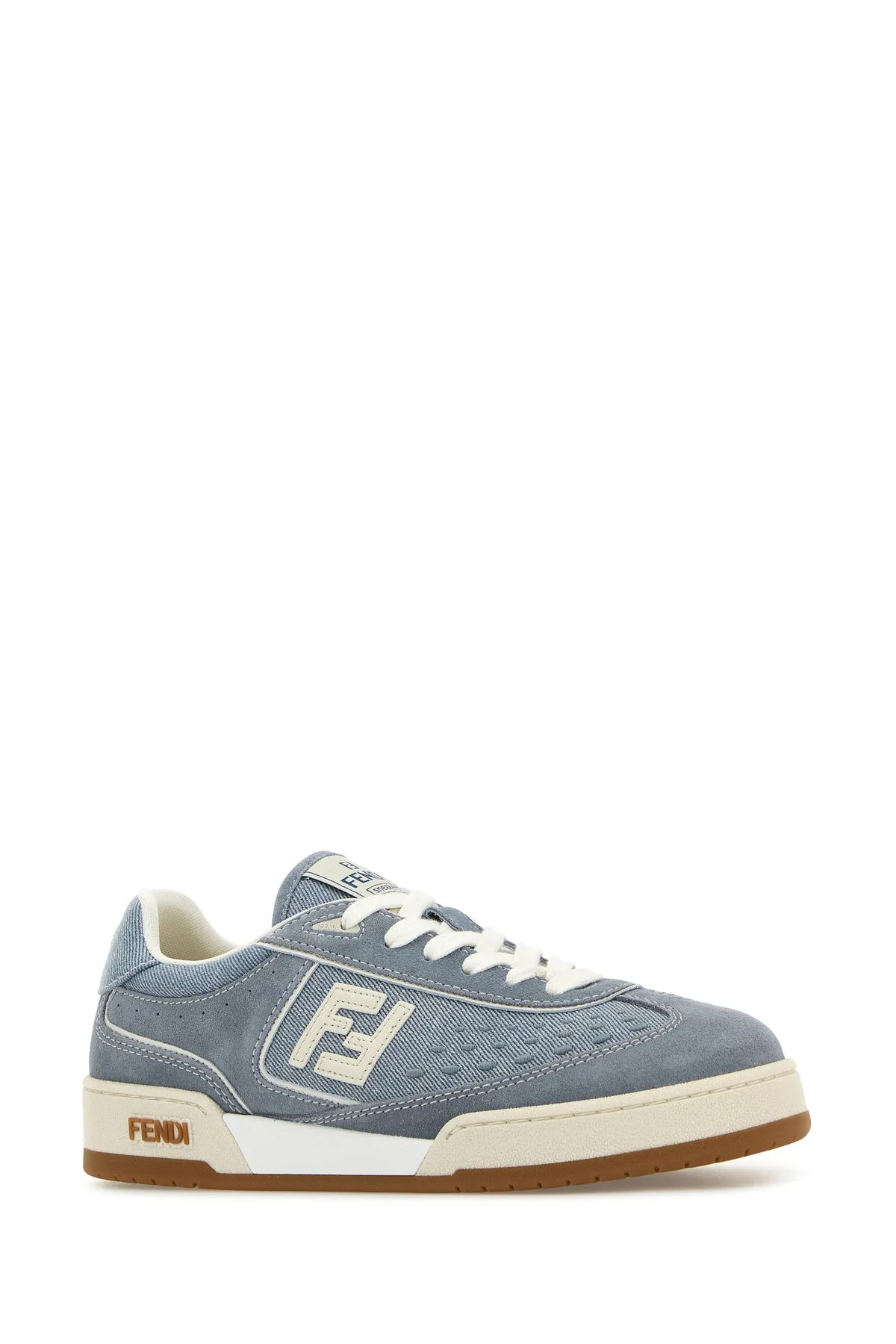 Light blue denim and suede Fendi Match sneakers