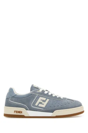 Light blue denim and suede Fendi Match sneakers
