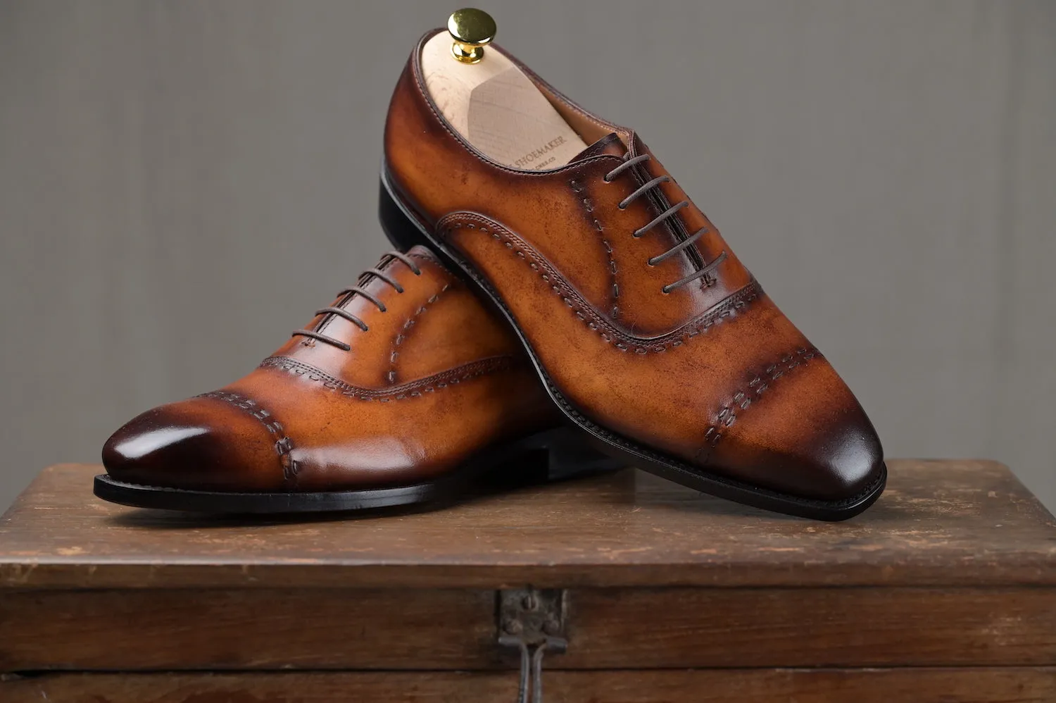 LINUS Pick Stitch Cap Toe Oxfords