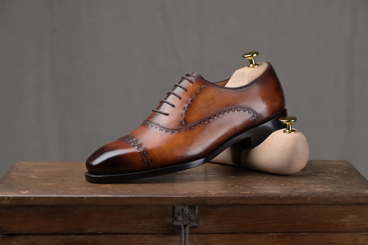 LINUS Pick Stitch Cap Toe Oxfords