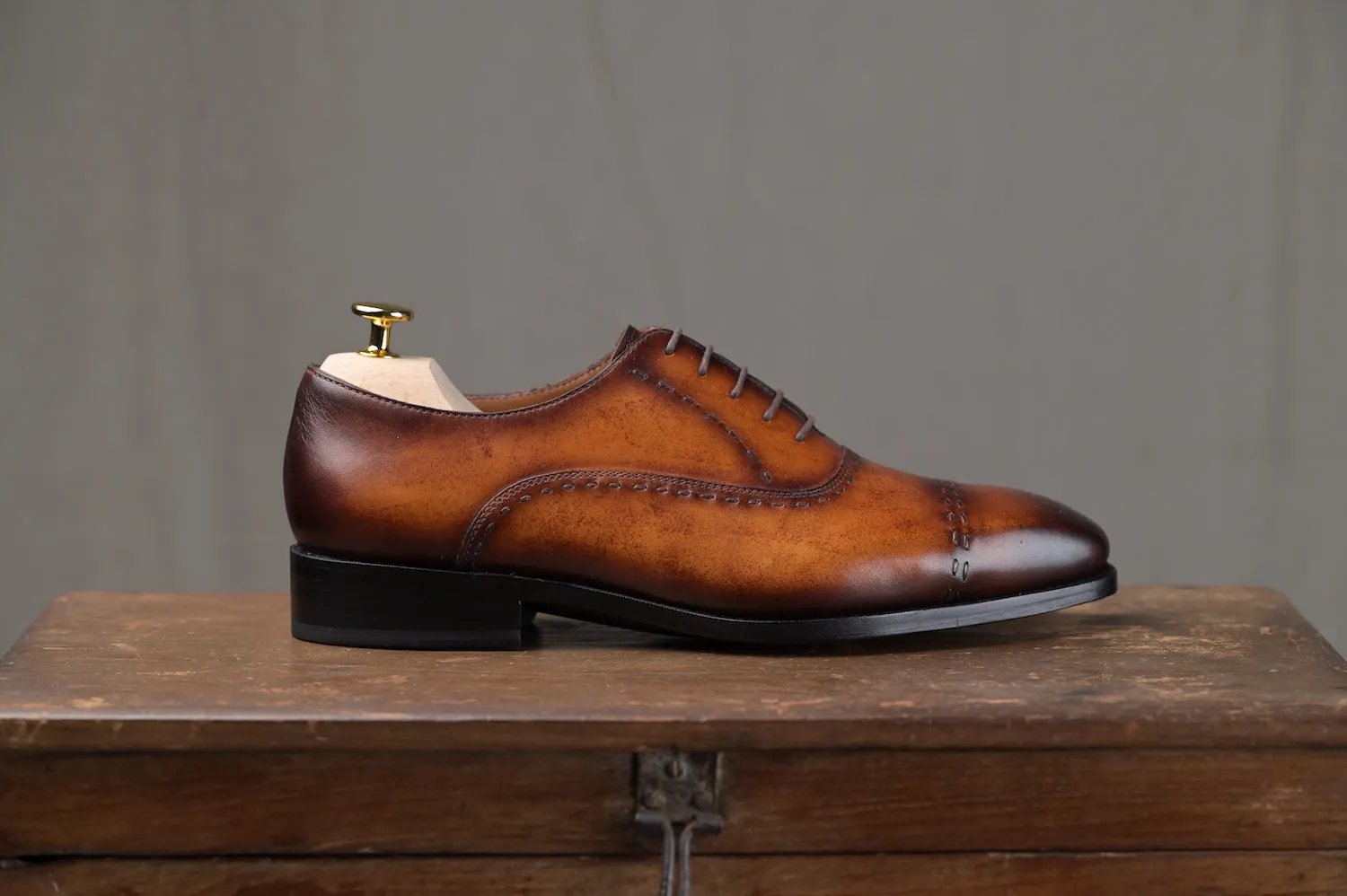LINUS Pick Stitch Cap Toe Oxfords