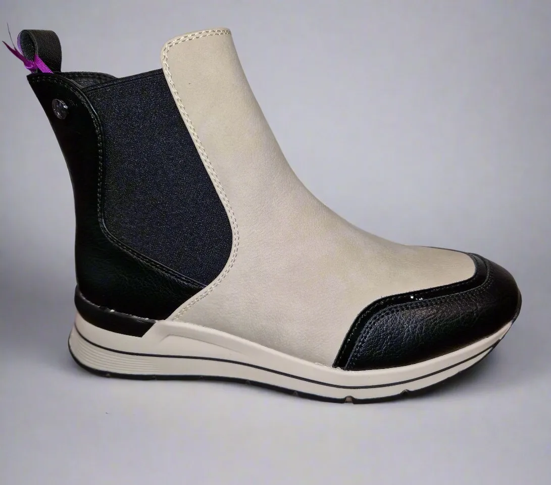 Lotus Ivana Cream Wedge Trainer Style Chelsea Boot with Zip