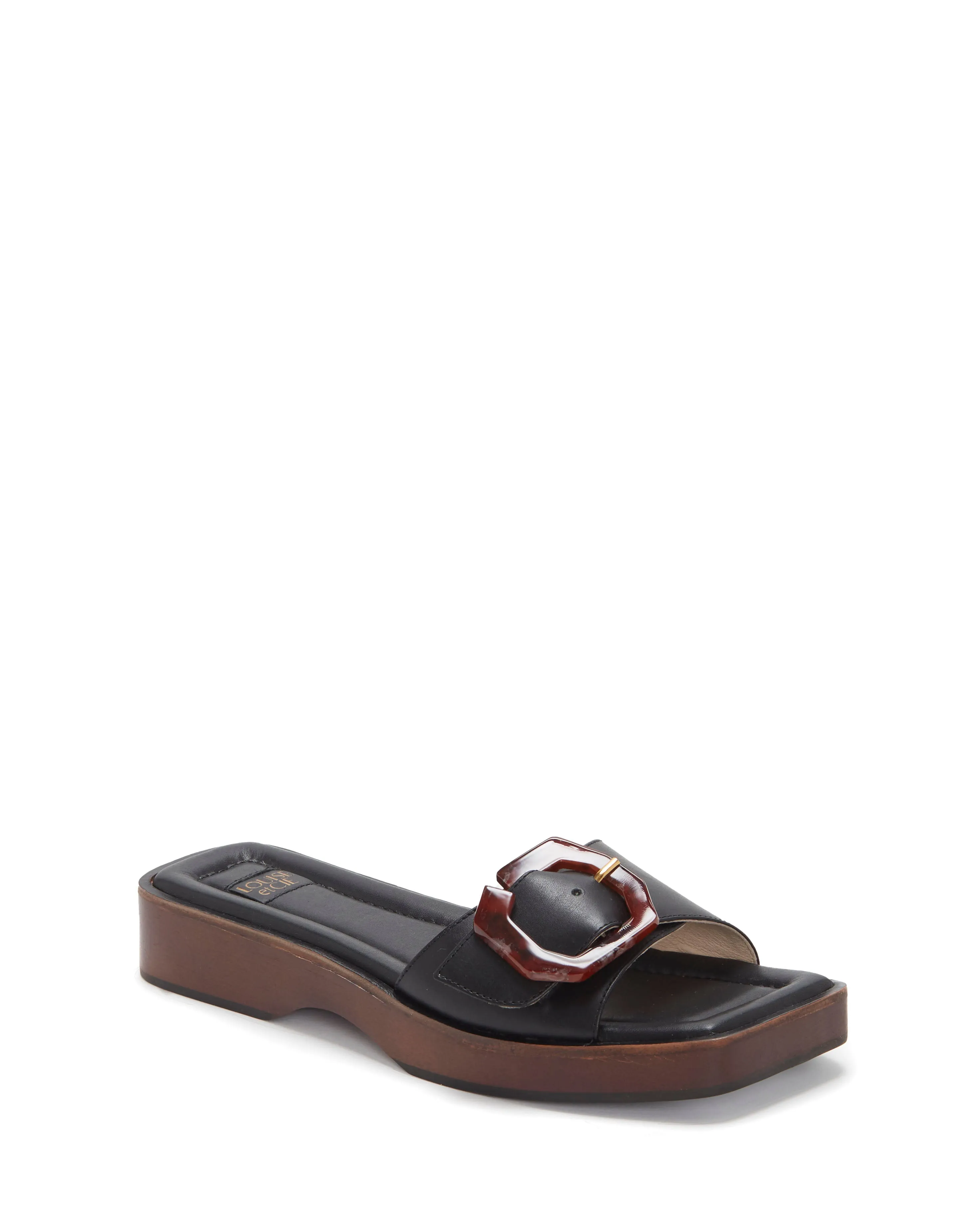 Louise Et Cie ELARA BUCKLE-STRAP Square Open-Toe Mule Slide Slip-On Sandals