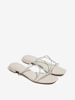 LUNA BLU Ivory Diamante-Embellished Multi Strap Sandals