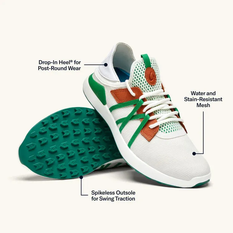 Manele Men's Breathable Golf Shoe in White and Bamboo