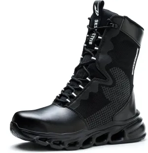 Micoklinlin Mens Steel Toe Boots Lightweight Water Resistant Combat Boots Smash and Puncture Resistant Work Safety Shoes