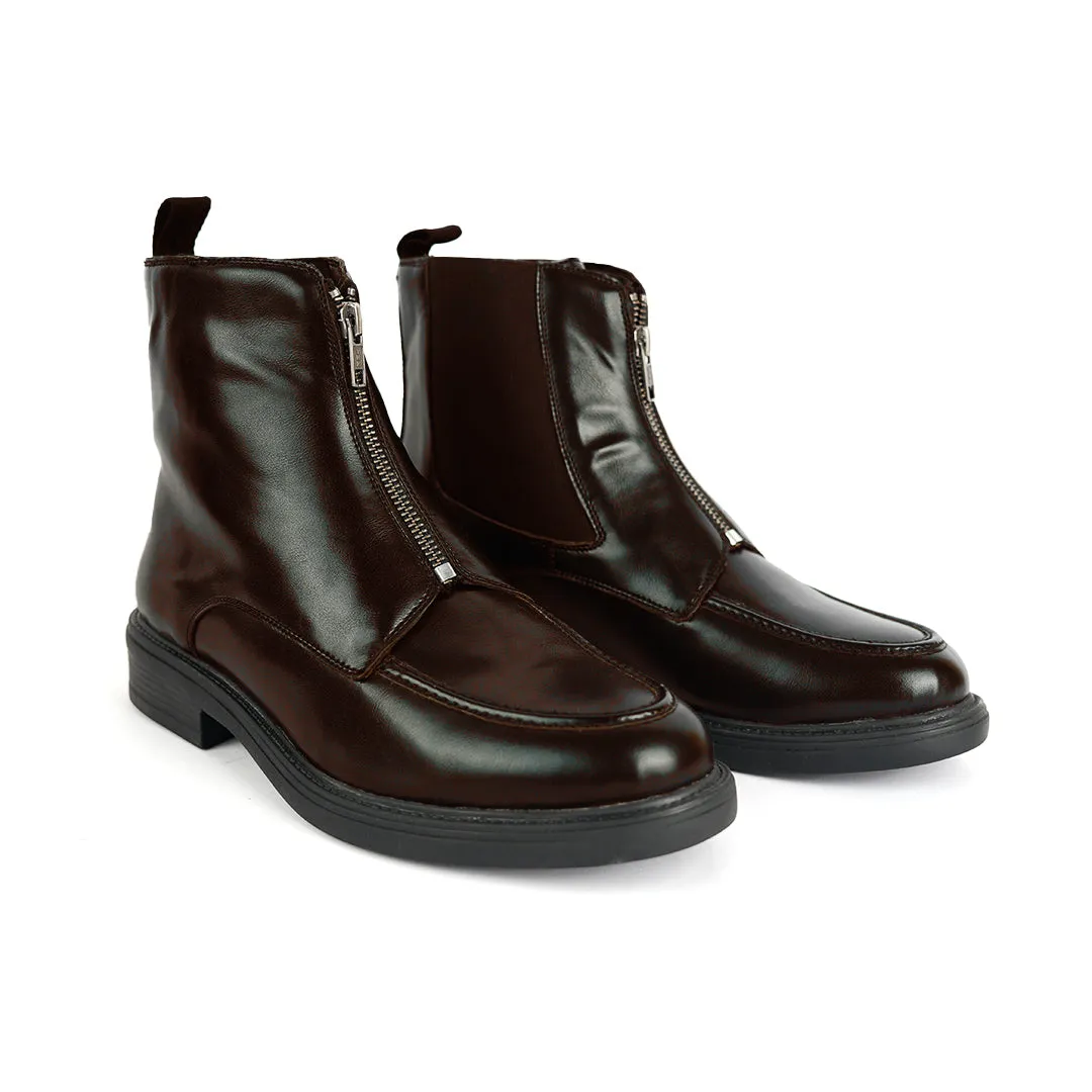 Monkstory Cosmopolitan Zip-Up Boots  - Brown