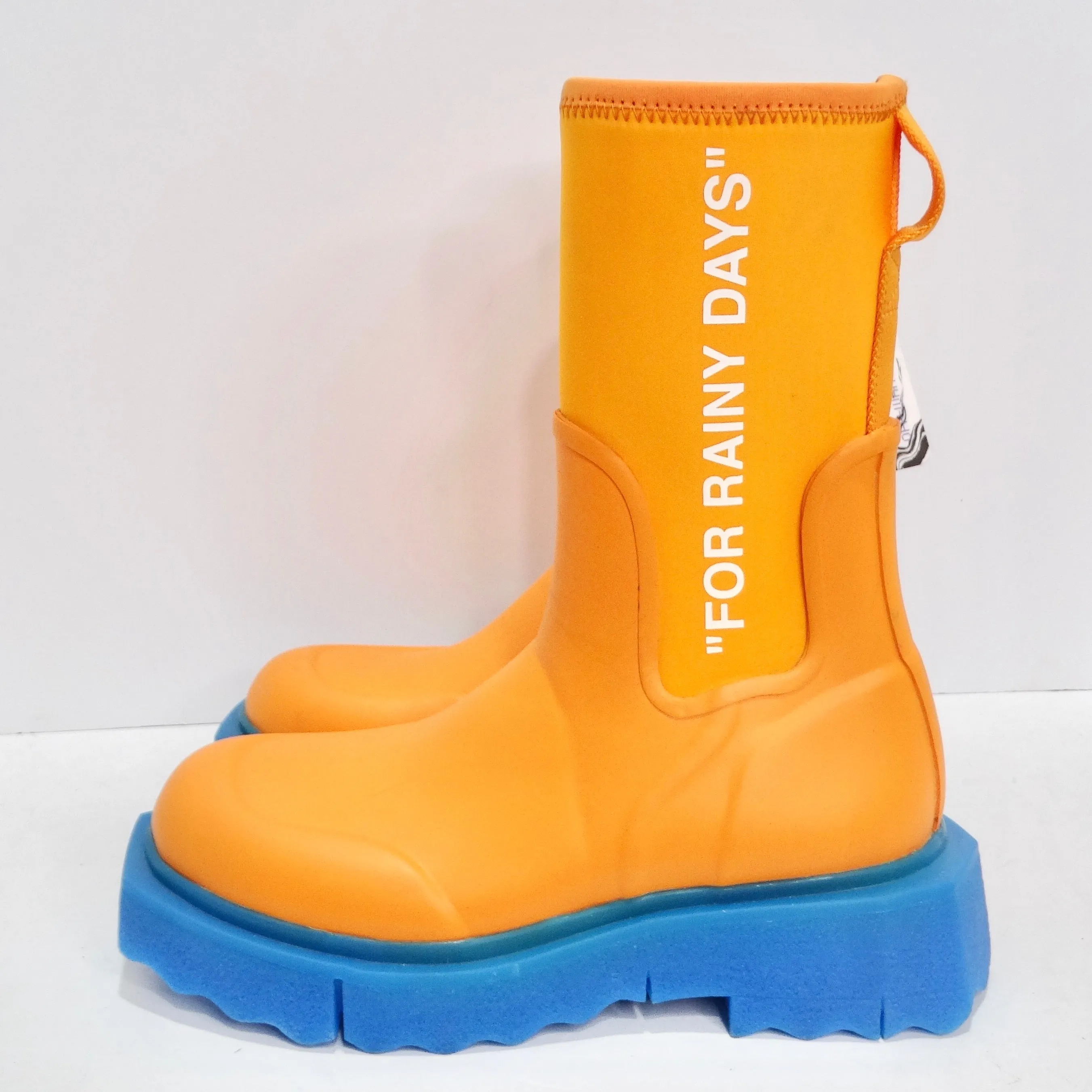 Off White Orange & Blue Rubber Boots