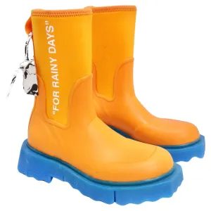 Off White Orange & Blue Rubber Boots
