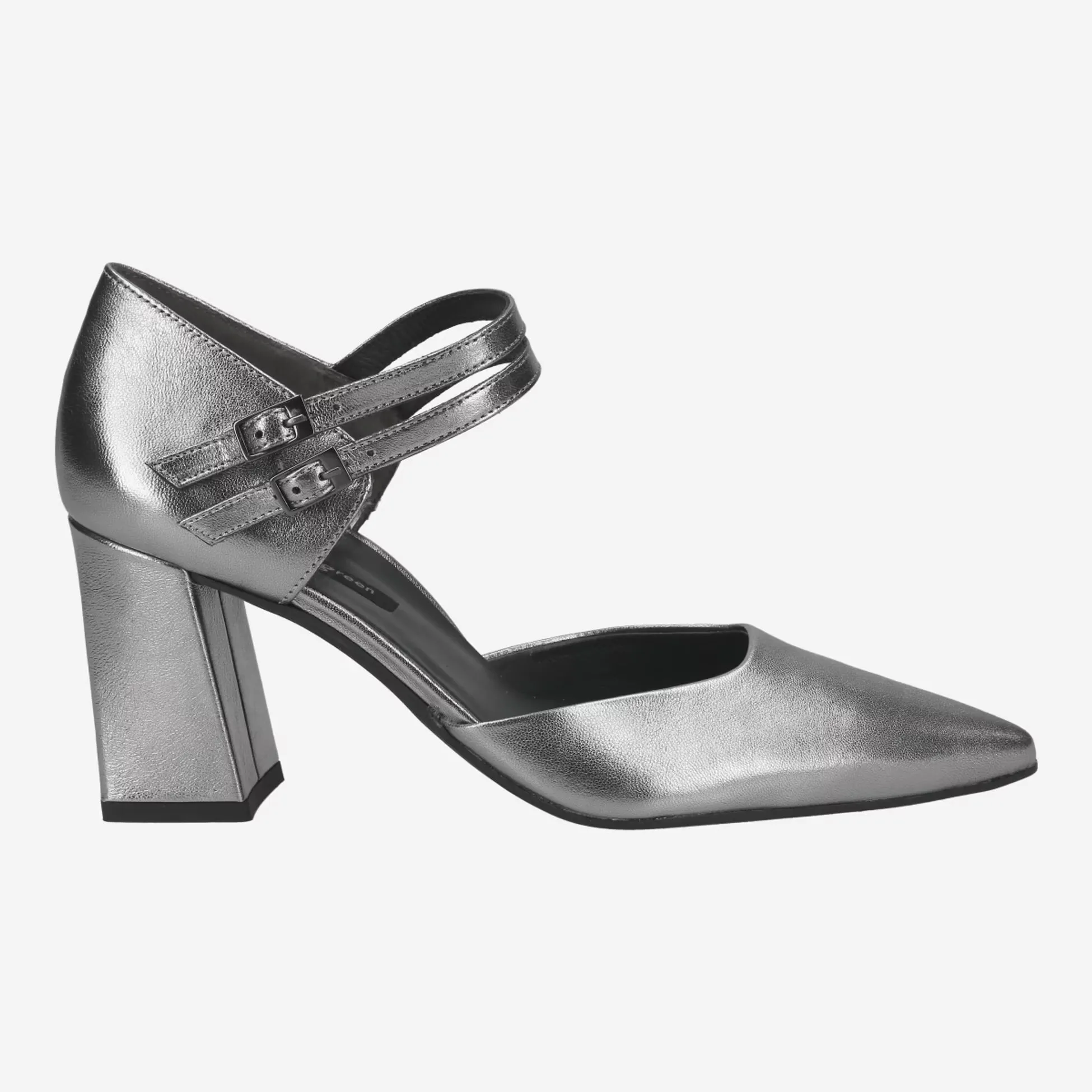 Paul Green Silver Pumps with Clasp 3837-026