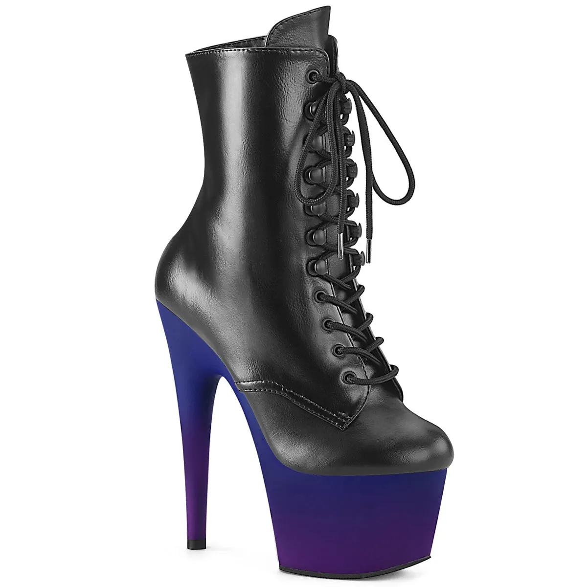 Pleaser Adore 1020BP Womens 7" Heel, Platform Front Lace Pole Dance Ankle Boots