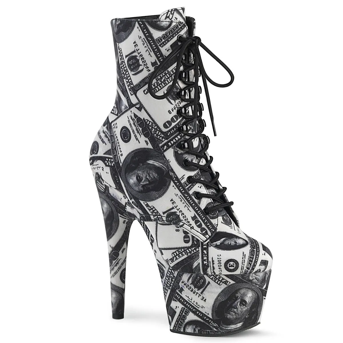 Pleaser Adore 1020DP Womens 7 Inch Heel, Platform Front Lace Pole Dance Ankle Boots