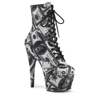 Pleaser Adore 1020DP Womens 7 Inch Heel, Platform Front Lace Pole Dance Ankle Boots