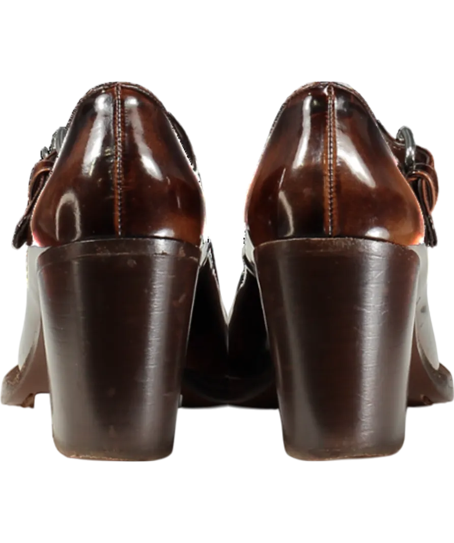 PRADA Brown Leather Mary Jane Court Shoes UK 2 EU 35 