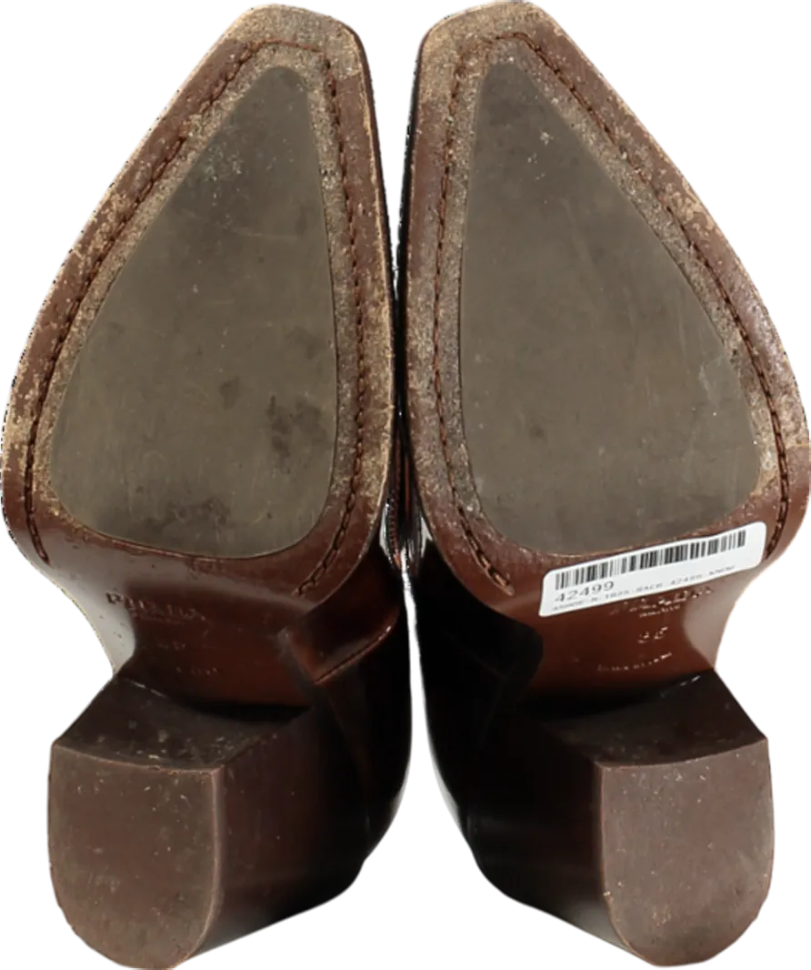 PRADA Brown Leather Mary Jane Court Shoes UK 2 EU 35 