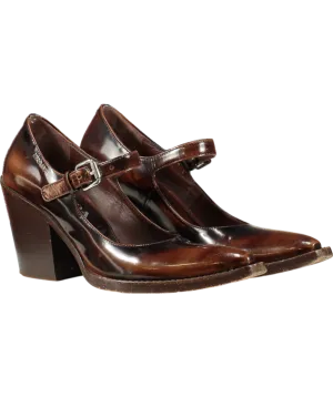 PRADA Brown Leather Mary Jane Court Shoes UK 2 EU 35 