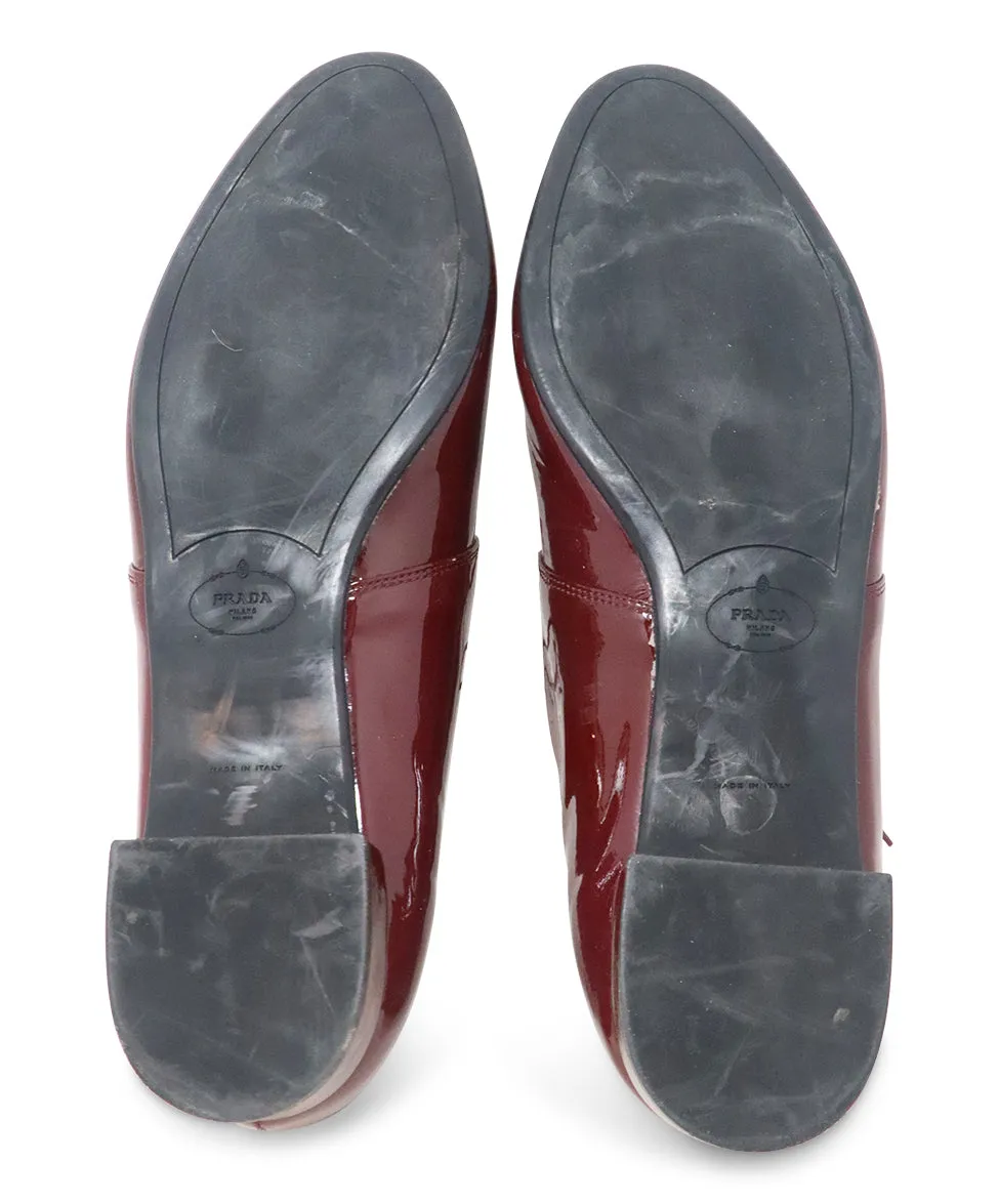 Prada Burgundy Patent Leather Flats sz 10.5