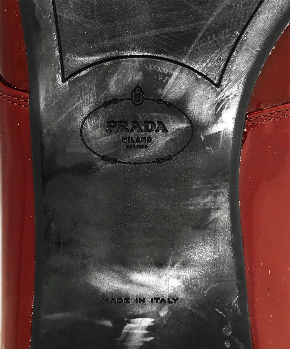 Prada Burgundy Patent Leather Flats sz 10.5