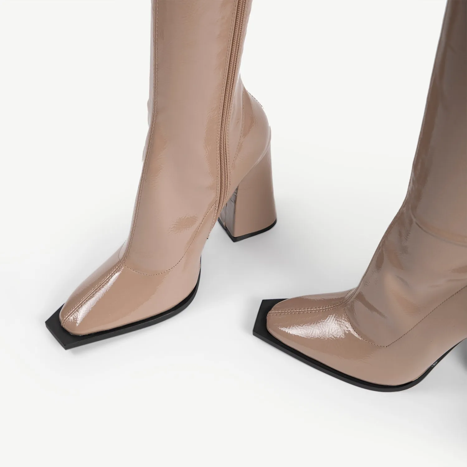 RAID Maxique Block Heeled Boot in Taupe