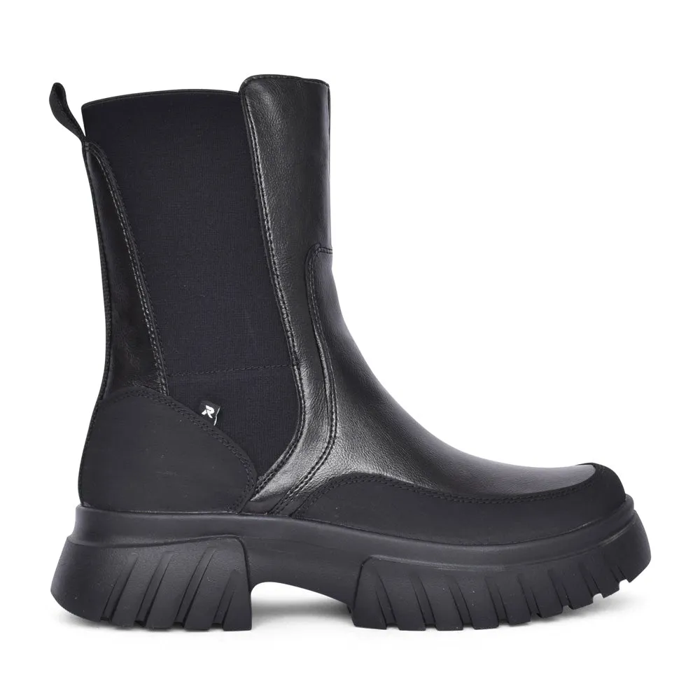 Rieker W1872 Chunky Sole Chelsea Style Zip Boot BLACK W1872-01
