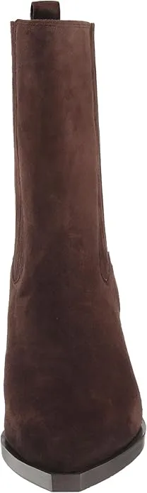 Sam Edelman Mandey Chocolate Brown Pointed Toe Block Heeled Pull On Ankle Boots