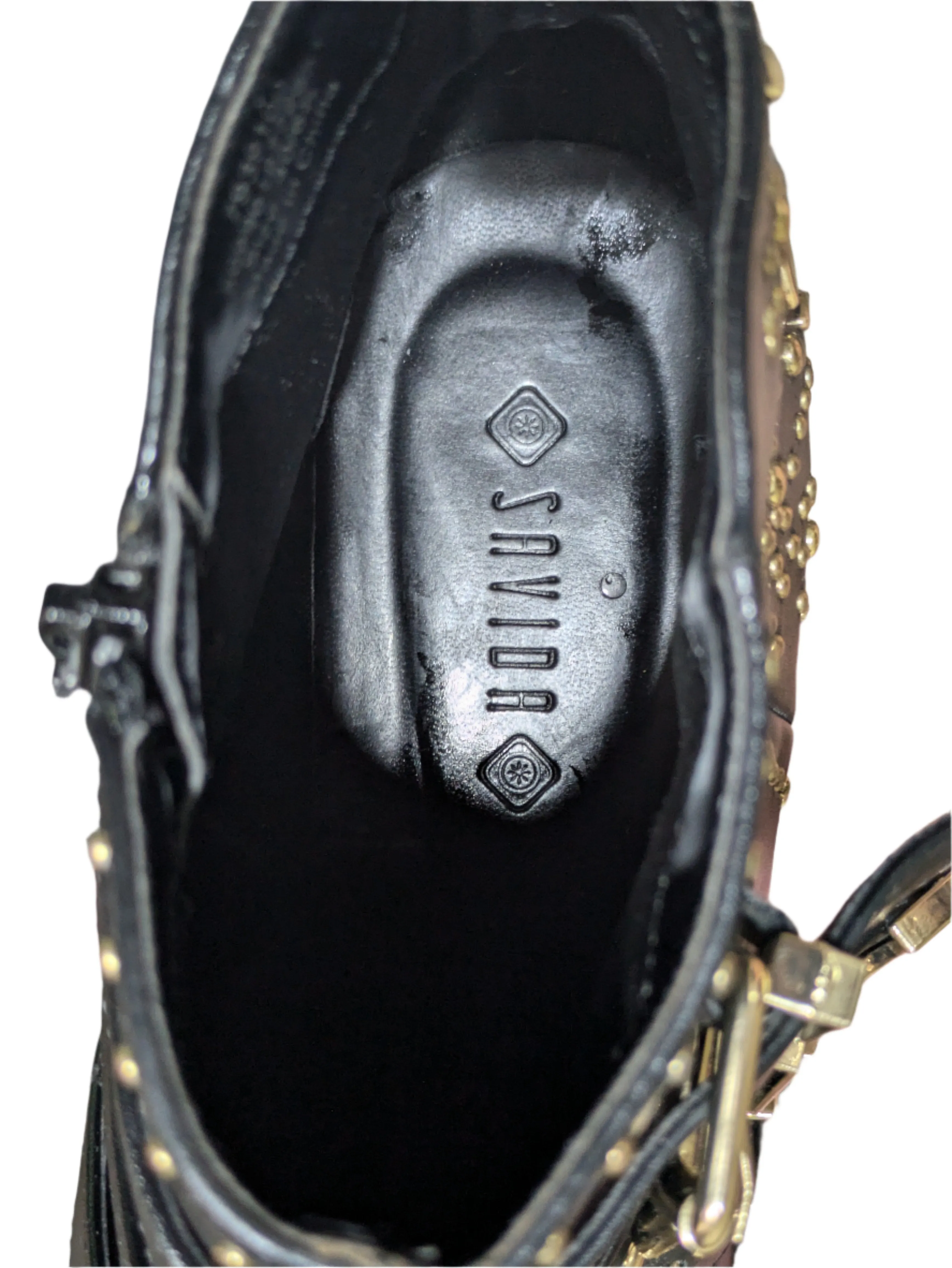 Savida Black PU Studded Pattern Biker Boots Size UK 6.5 / EU 40 / US 8.5