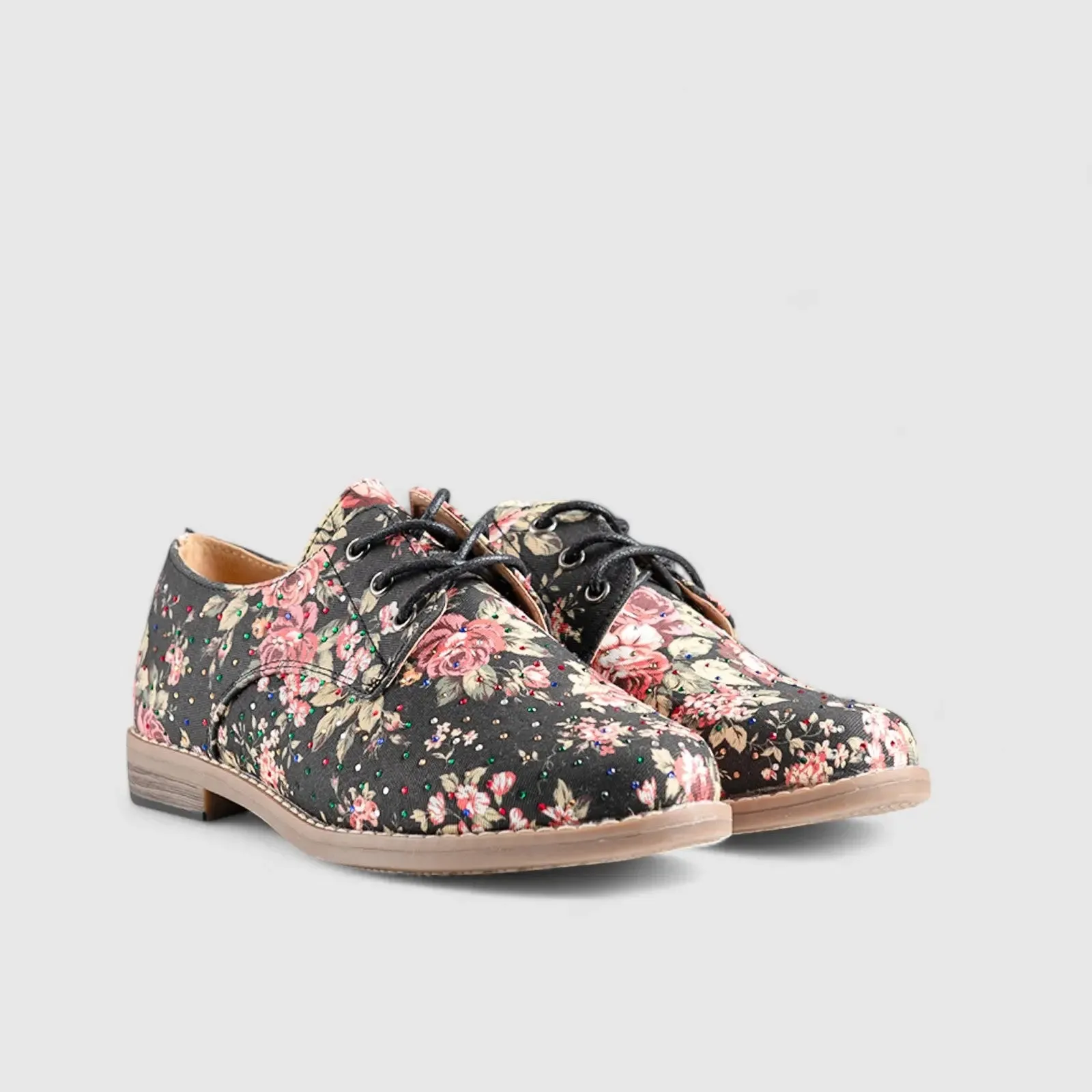 Soft Style Tywin Oxfords Charcoal Floral 01456