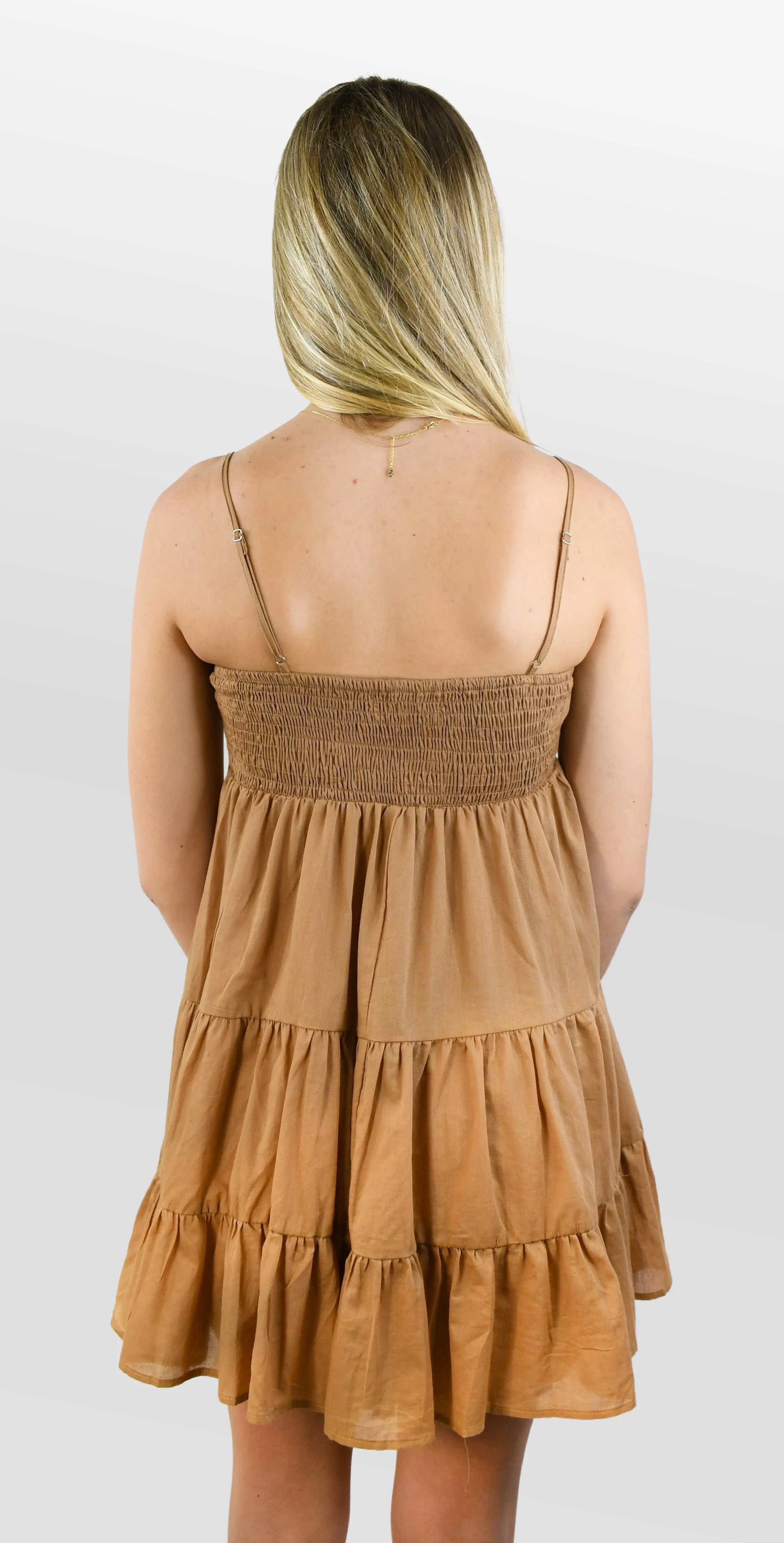 Tawny Brown Tiered Sundress