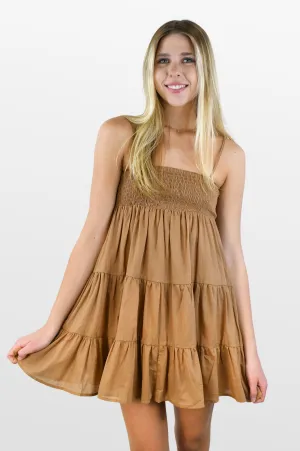 Tawny Brown Tiered Sundress
