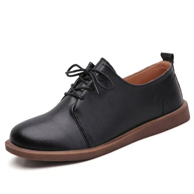 USS Shoes Lizzy Women's Leather Lace Up Oxfords Flat Shoes