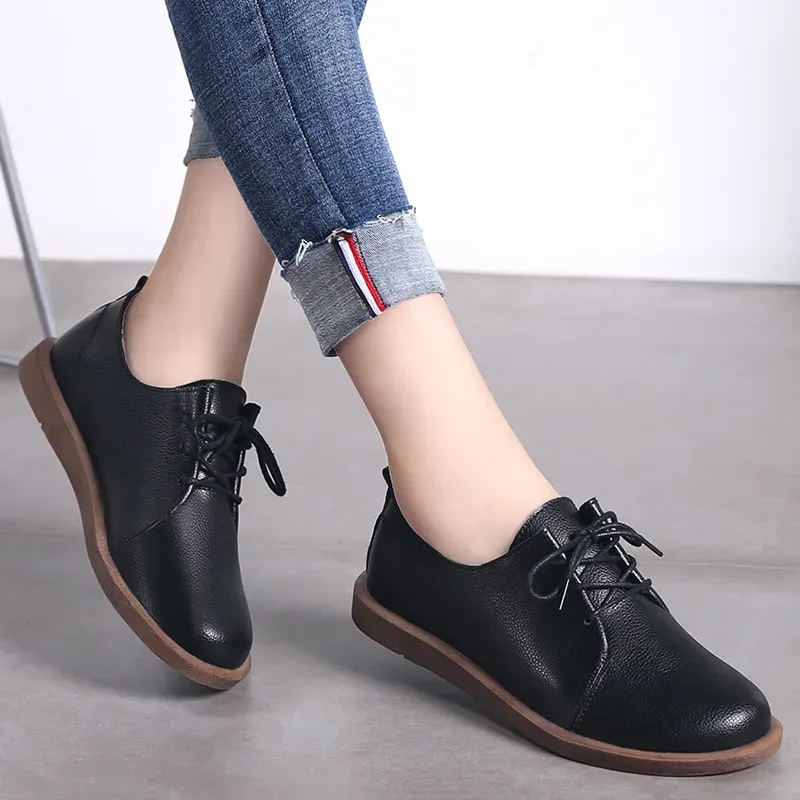 USS Shoes Lizzy Women's Leather Lace Up Oxfords Flat Shoes