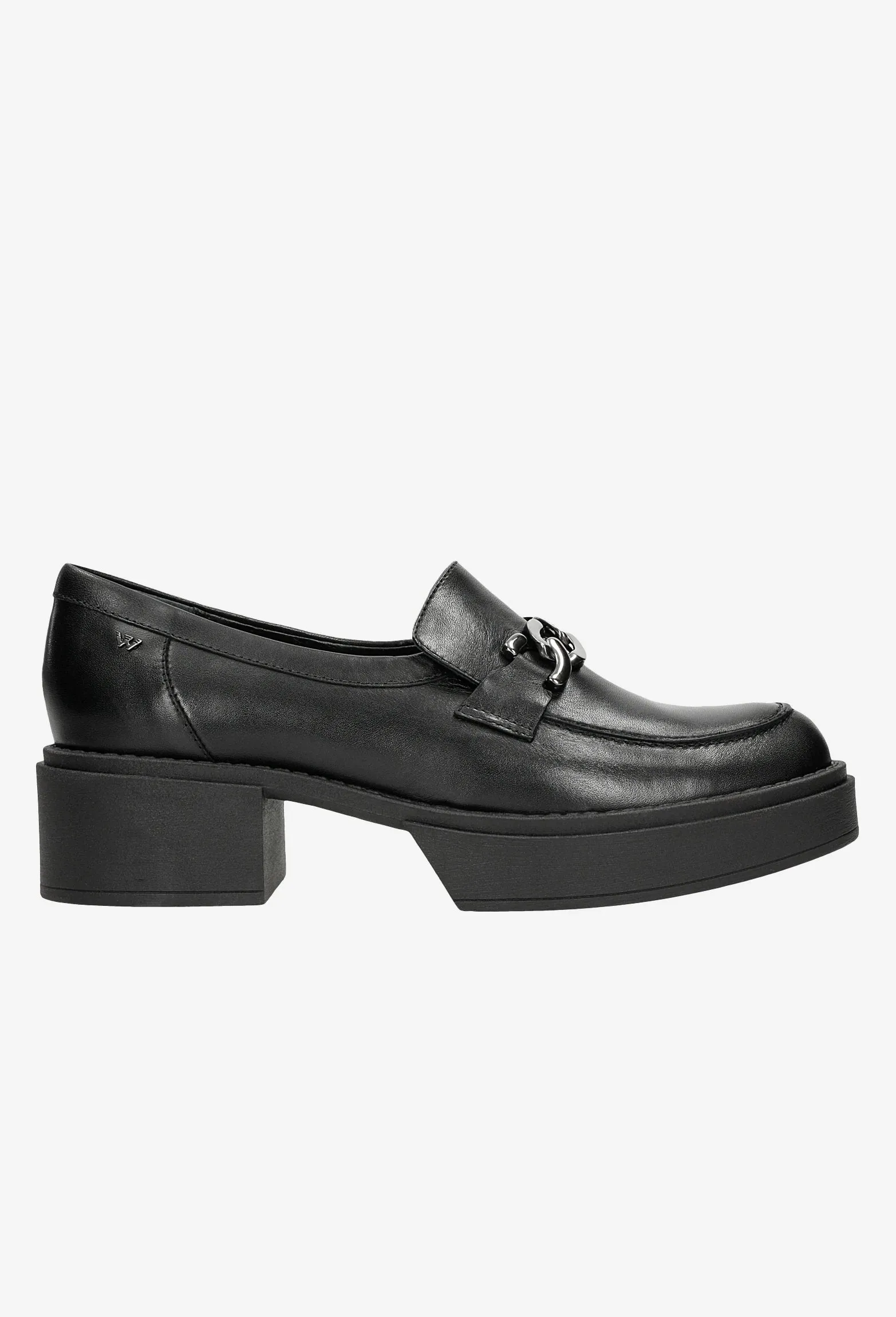 Wojas Urban-style Black Leather Loafers with Decorative Chain | 46113-51