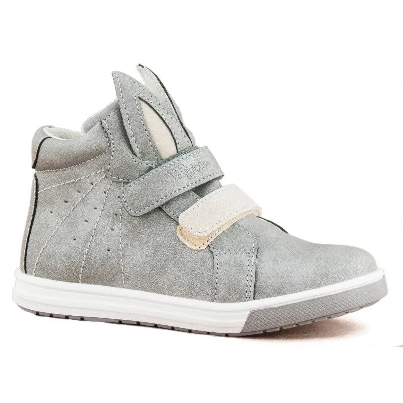 Wojtyłko Girls' Light Gray Leather Ankle Sneakers | 3T23003-LG