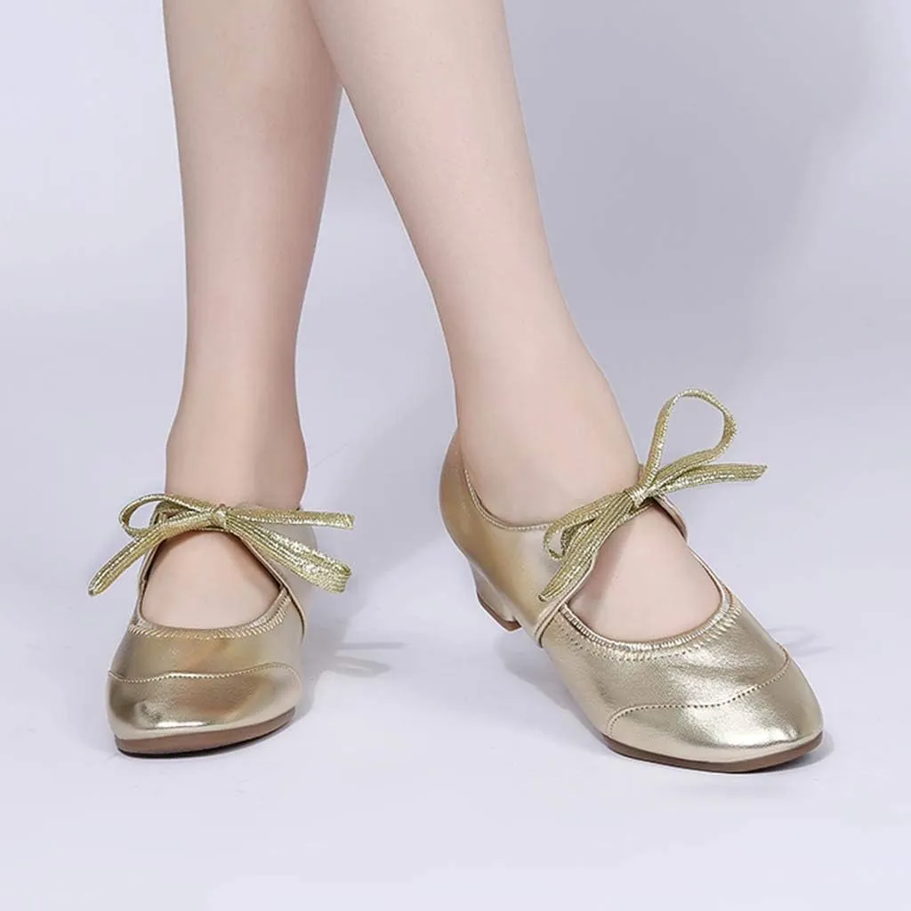 Womens Dance Sneakers Ballroom Lace-up Modern Salsa Latin Jazz Practice Dancing Shoes Tap Shoe Mid Heel Sandals