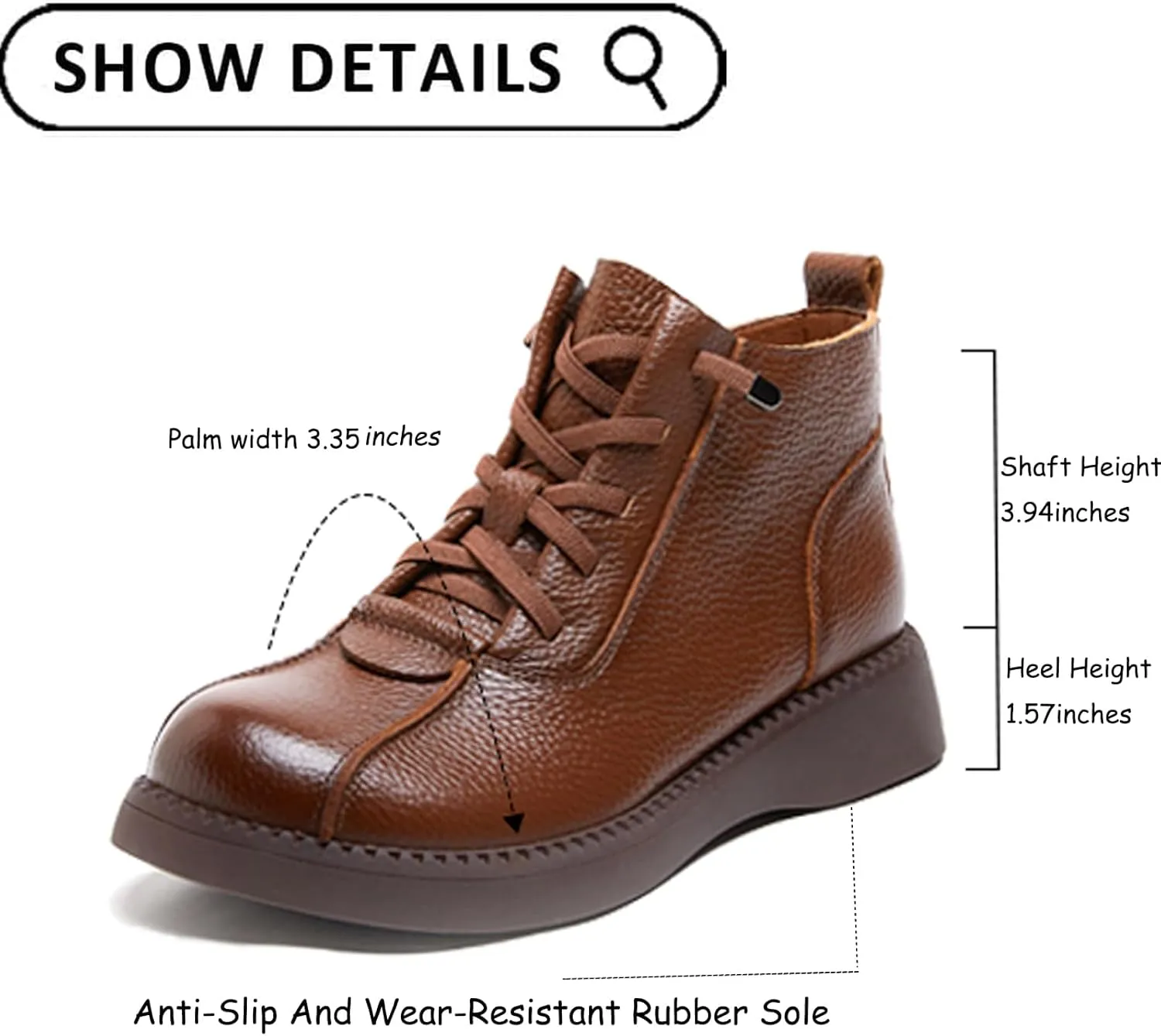 Women's Vintage Leather Lace Up Flat Ankle Booties with Side Zipper,Fashionable Round Toe Non-slip Wear-Resistant Combat Boots Casual Soft Sole Ankle Boots.